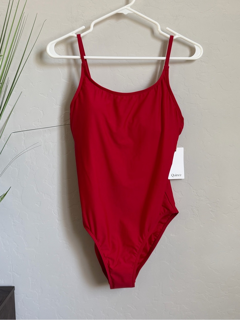 NWT Quince Italian Cami One-Piece Swimsuit Cherry Red Size M